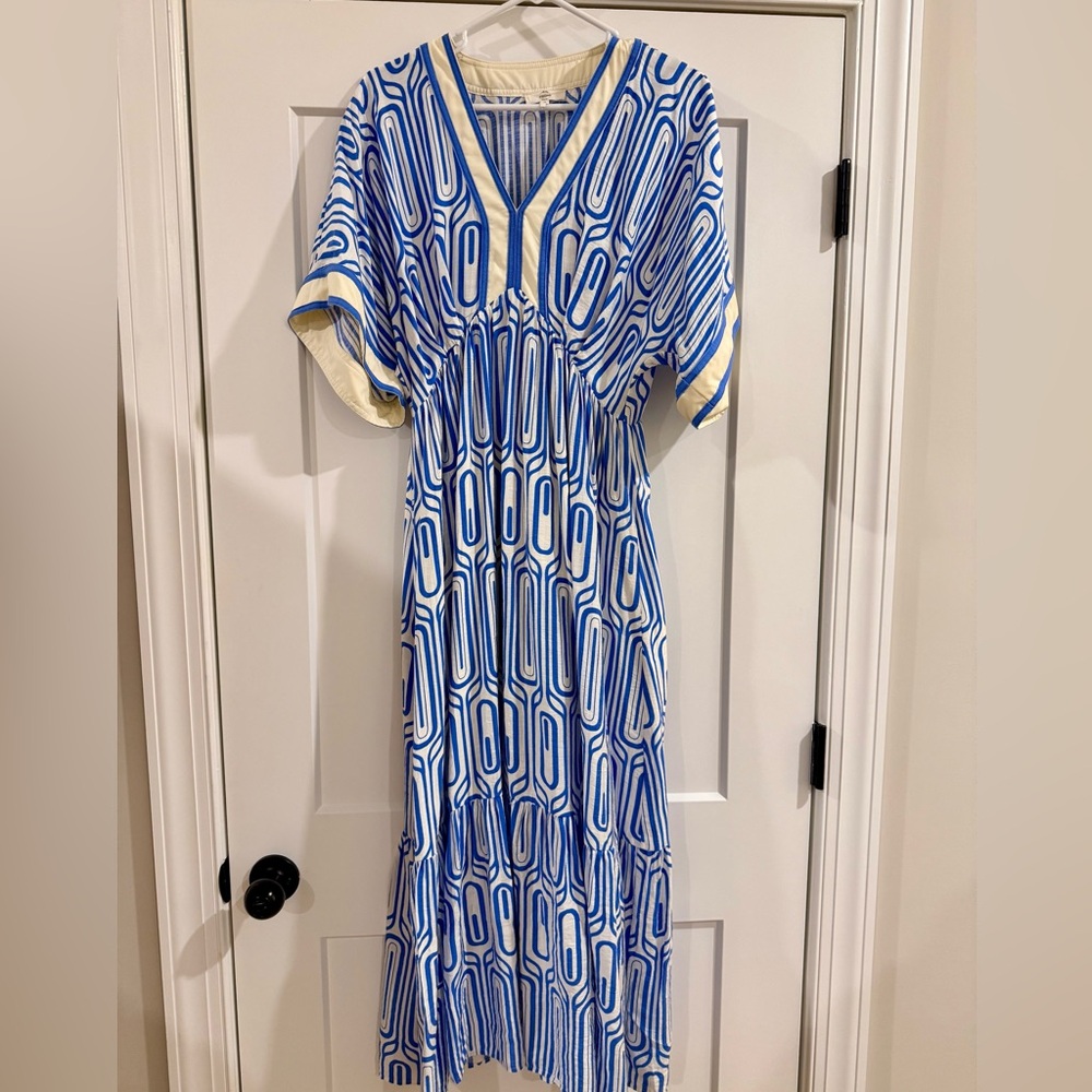 Entro Blue and Cream Maxi Dress